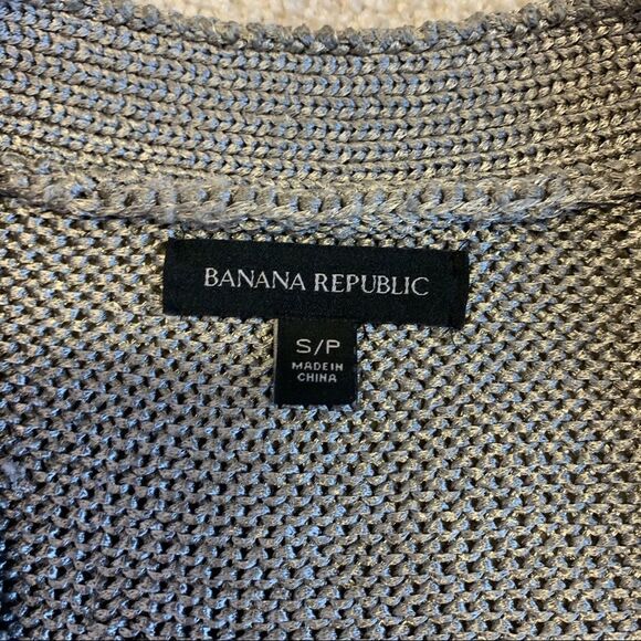 BANANA republic Taupe button front metallic platinum coloured cardigan sweater S - Picture 7 of 11